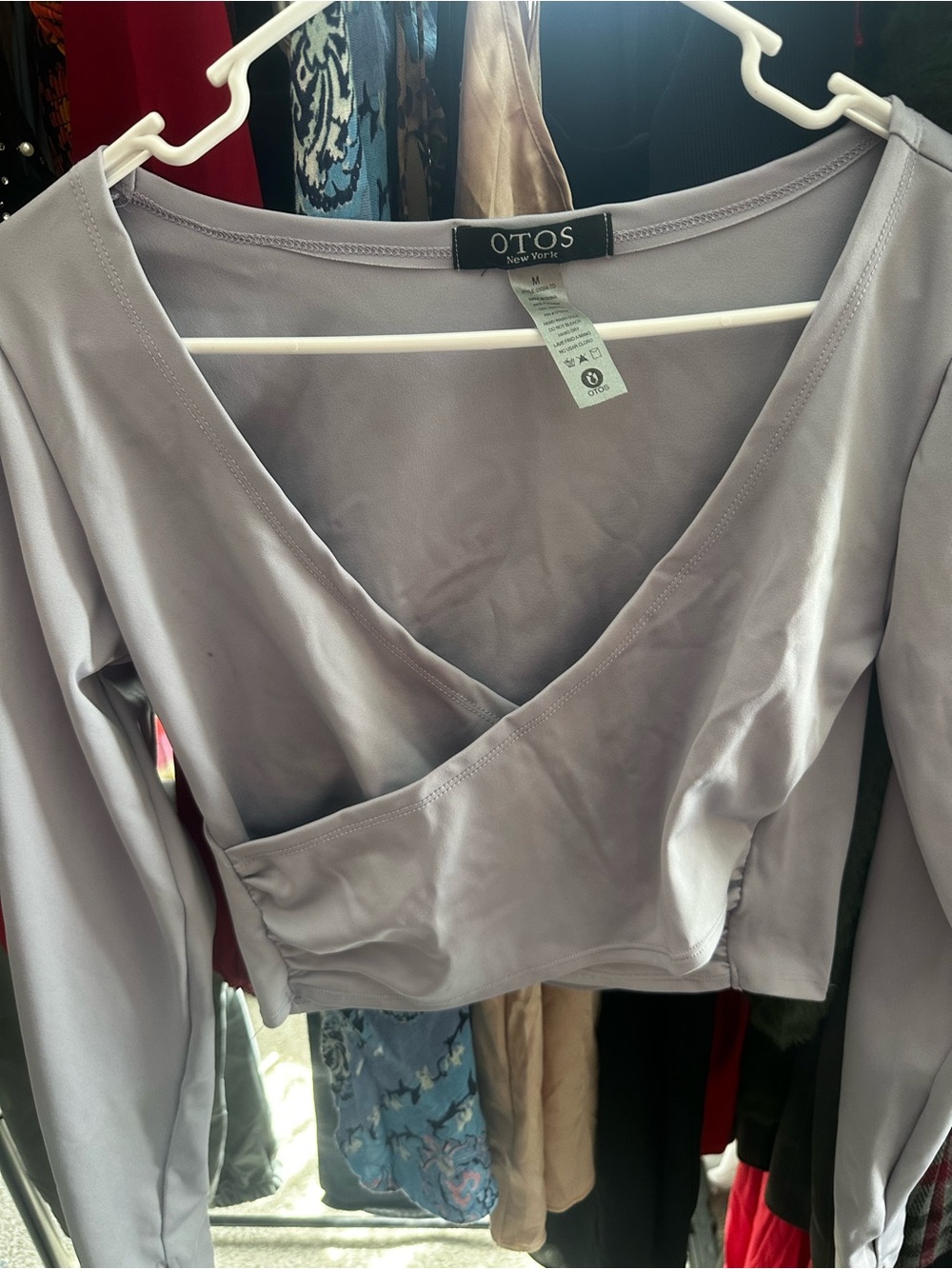 OTOS Lilac Long-Sleeve Wrap Crop Top - Picture 7 of 7